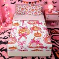 thumbnail image 1 of Manfei Pink Ribbon Pumpkin Zipper Full Size Comforter Sets with Fitted Sheet and 2 Pillowcases for Girls, Halloween Watercolor Bowknot Zipper Bedding Set, Pink Reversible, 4-Piece, 1 of 6