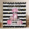 thumbnail image 1 of Manfei Pink Romantic Flower Black Out Curtains,Chic Perfume Curtains Pack of 2 (42x63 Each),White Black Geometric Striped Bedroom Curtains For Girls Kids,Microfiber Bedroom Decor, 1 of 6