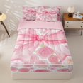 thumbnail image 1 of Manfei Pink Rose Floral Bow Zipper Full Size Comforter Sets with Fitted Sheet and 2 Pillowcases For Girl,Watercolor Bloom Flowers Zipper Bedding Set,Pink Reversible,4 Pieces, 1 of 7