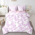 thumbnail image 1 of Manfei Pink Sakura 7 Pieces Bedding Comforter Set,Japanese Style Full Bedding Set Lightweight,Chic Flower Fitted Sheet Flat Sheet,Microfiber Cherry Blossom Room Decor,Reversible, 1 of 7