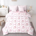 thumbnail image 1 of Manfei Pink Santa Claus Bedding Comforter Set 7-Piece for Kid, Kawaii Ribbon Bow King Bedding Sets, Merry Christmas Reversible Bed Sheets, Breathable Home Decor, 1 of 7