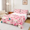 thumbnail image 1 of Manfei Pink Santa Claus Twin Sheet Sets, Dreamy Christmas Bowknot Twin Fitted Sheet, Teens Kids Boys Girls Flat Sheet, Luxury Bedroom Decor, 3pcs, 1 of 7