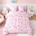 thumbnail image 1 of Manfei Pink Seashell Starfish Bow Bedding Comforter Set for Kids Girls, Kawaii Ocean Wildlife Full Bedding Set, Pink Reversible 7pcs, 1 of 6