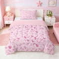 thumbnail image 1 of Manfei Pink Seashell Starfish Bow Twin Comforter Sets for Kids Girls, Kawaii Ocean Wildlife Bedding Set, Pink Reversible 2pcs, 1 Comforter and 1 Pillowcase, 1 of 6