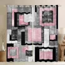 Manfei Pink Square Black Out Curtains for Adult, Abstract Ombre Curtains Pack of 2 (42x63 Each), Modern Fashion Style Bedroom Curtains, Curtains and Drapes Home Decor