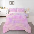 thumbnail image 1 of Manfei Pink Stripes 2pcs Bedding Comforter Set,Geometric Lines Twin Comforter Sets,Gradient Ombre Breathable Bedding Set,Microfiber Girls Bedroom Decor,Reversible, 1 of 8