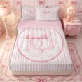 thumbnail image 1 of Manfei Pink Stripes Initial B Zipper Twin Comforter Sets with Fitted Sheet and 2 Pillowcases for Girls,Chic Floral Bowknot Zipper Bedding Set,4-Piece,Pink Reversible, 1 of 6