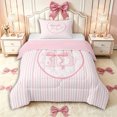 thumbnail image 1 of Manfei Pink Stripes Personalized Initial B Twin Comforter Sets 3-Piece for Girls,Chic Floral Bowknot Bedding Set for Kids Teens,Pink Reversible,Ultra Soft Home Decor, 1 of 6