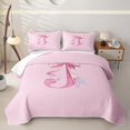 thumbnail image 1 of Manfei Pink Watercolor Bow Letter J Twin Quilt Set for Girls, Cute Initial Bows Twin Coverlet Set, 1 of 7