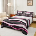 thumbnail image 1 of Manfei Pink White Black Queen Sheet Sets,Waves Lines Flat Sheet,Minimalism Geometric Striped Queen Fitted Sheet For Girls Boys,Super Cozy Room Decor,4pcs, 1 of 7