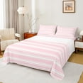 thumbnail image 1 of Manfei Pink White Twin Sheet Sets, Geometric Stripe Twin Fitted Sheet, Modern Minimalsit Flat Sheet, Super Cozy Room Decor 3-Piece, 1 of 7
