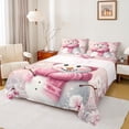 thumbnail image 1 of Manfei Pink Winter Snowman Queen Sheet Sets, Merry Christmas Flat Sheet, Teens Kids Boys Girls Queen Fitted Sheet, Microfiber Bedroom Decor, 4 Pieces, 1 of 7