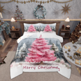 thumbnail image 1 of Manfei Pink Xmas Tree Queen Comforter Set for Teen, Watercolor Artwork Bedding Sets, Merry Christmas Reversible Bedding Comforter Set, Breathable Home Decor, 3pcs, 1 of 8