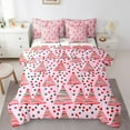 thumbnail image 1 of Manfei Pink Xmas Tree Twin Bedding Sets 7-Piece for Teen, Cartoon Dots Stripes Bedding Comforter Set, Merry Christmas Reversible Sheet Sets, Breathable Home Decor, 1 of 7
