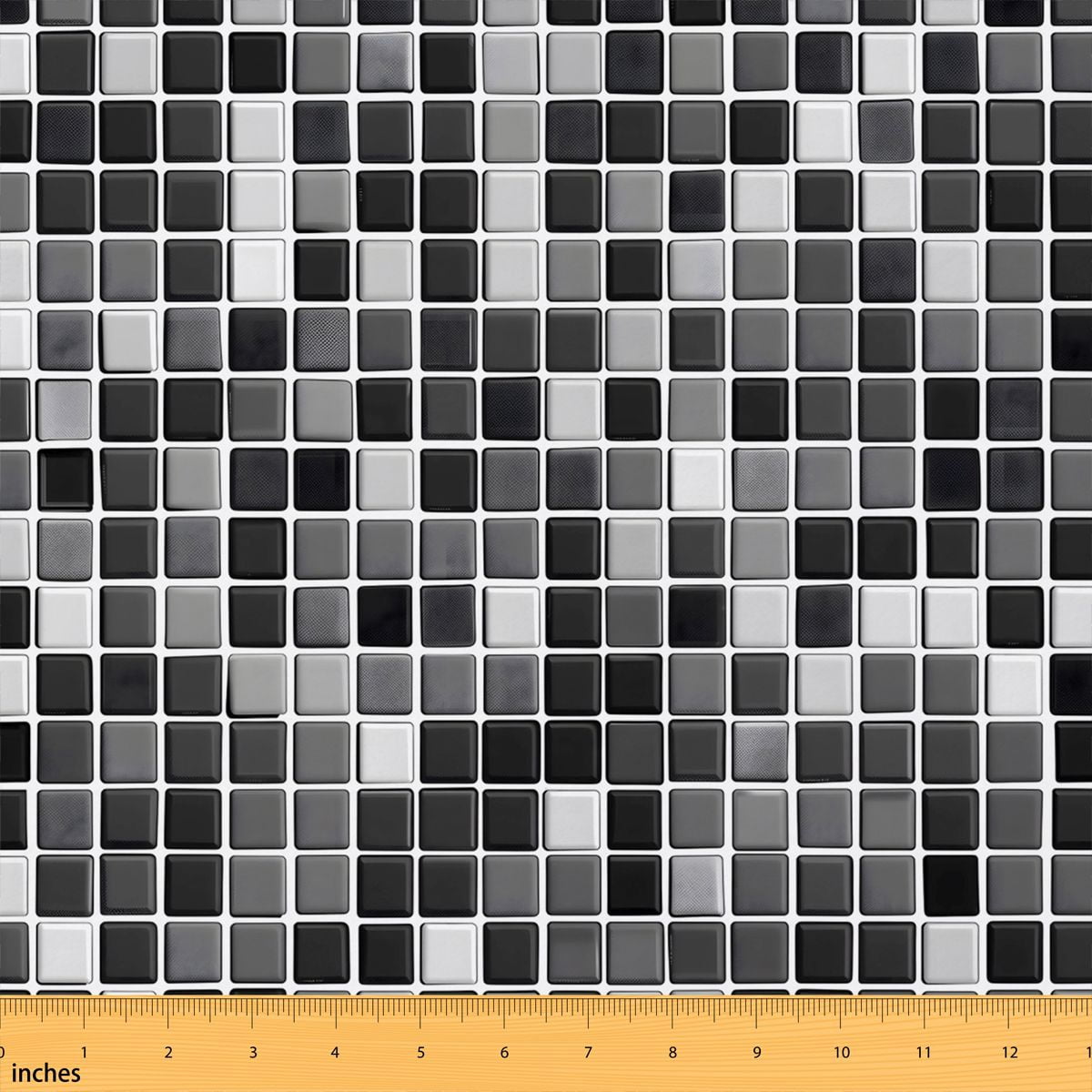 Manfei Pixel Checker Fabric by the Yard 2 Yards, Black White Mosaic ...