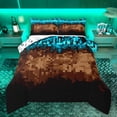 thumbnail image 1 of Manfei Pixel Geometric Bedding Comforter Set,Retro Checkered Pattern Twin Comforter Sets,Cyan Brown Bedding Set For Boys Teens,Ultra Soft Home Decor Reversible,2-Piece, 1 of 8