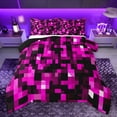 thumbnail image 1 of Manfei Pixel Geometric Bedding Comforter Set,Retro Checkered Pattern Twin Comforter Sets,Pink Black Bedding Set For Boys Teens,Ultra Soft Home Decor Reversible,2 Pieces, 1 of 8