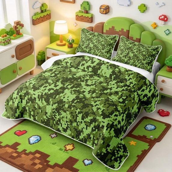 Manfei Pixel Geometric Pattern Bed Spread Queen,Camo Design Queen ...