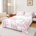 thumbnail image 1 of Manfei Pixel Geometric Twin Sheet Sets,Modern Abstract Geometric Twin Fitted Sheet,Pink Gray White Flat Sheet For Girls,Breathable Home Decor,3pcs, 1 of 7