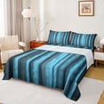 thumbnail image 1 of Manfei Pixel Vertical Streak Queen Sheets, Blue Block Queen Sheet Sets, Blue Black, Black Reversible 4-Piece1 Flat Sheet + 1 Fitted Sheet + 2 Pillowcases, 1 of 6