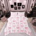 thumbnail image 1 of Manfei Plaid Bow Tie 2pcs Twin Comforter Set - Cute Pink Bow (For Girls), 1 of 8