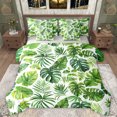 thumbnail image 1 of Manfei Plam Mostera Pattern 7-Piece Twin Bedding Sets,Tropical Botanical Plant Bedding Comforter Set,Green Beige Sheet Sets For Kids,Microfiber Bedroom Decor Reversible, 1 of 8