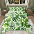 thumbnail image 1 of Manfei Plam Mostera Pattern Bedding Comforter Set,Tropical Botanical Plant Twin Comforter Sets,Green Beige Bedding Set For Kids,Microfiber Bedroom Decor Reversible,2 Pieces, 1 of 8