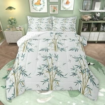 Manfei Plant Botanical Bedding Comforter Set, Grey Green Leaf Twin Comforter Sets, Teens Kids Adult Men Women Reversible Bedding Set, Luxury Bedroom Decor, 2-Piece