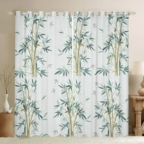 Manfei Plant Botanical Black Out Curtains, Grey Green Leaf Curtains Pack of 2 (42x63 Each), Teens Kids Adult Men Women Bedroom Curtains, Window Curtains Decor