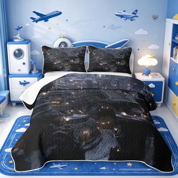 Manfei Playful Castle Twin Quilt Set,Winter Snow Design Twin Coverlet ...
