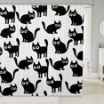 thumbnail image 1 of Manfei Playful Cat Shower Curtain 72Wx84L, Cartoon Kitten Bathroom Shower Curtain, Black White, 1 of 5
