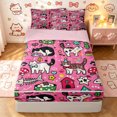 thumbnail image 1 of Manfei Playful Cat Zipper Queen Comforter Set with Fitted Sheet and 2 Pillowcases, Party Pet Sticker Zipper Bedding Set, Bright Pink, Pink Reversible, 4 Pieces, 1 of 7
