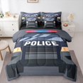 thumbnail image 1 of Manfei Police Car 7-Piece Twin Bedding,Boys Friendly Theme Bedding Comforter Set,Gray,Black Reversible, 1 of 7