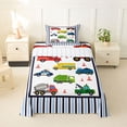 thumbnail image 1 of Manfei Police Car Twin Sheets,Striped Pattern Bedding,White,3 Pieces,1 Fitted Sheet and 1 Pillowcase, 1 of 6