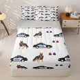 thumbnail image 1 of Manfei Police Car Zipper Twin Comforter Sets with Fitted Sheet and 2 Pillowcases,Cute Dogs Print Zipper Bedding Set,White,Light Gray Reversible,4pcs, 1 of 8