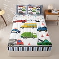 thumbnail image 1 of Manfei Police Car Zipper Twin Comforter Sets with Fitted Sheet and 2 Pillowcases,Striped Pattern Zipper Bedding Set,White,Polkadot Reversible,4pcs, 1 of 8