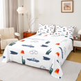 thumbnail image 1 of Manfei Police Hat Queen Sheets,Cartoon Boys Art Queen Sheet Sets,White,4-Piece,1 Flat Sheet, 1 Fitted Sheet and 2 Pillowcases, 1 of 6