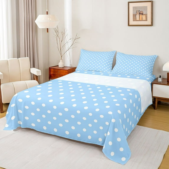 Manfei Polka Dots 4pcs Bed Sheets for Teens Adults,Minimalist Geometric King Sheets,Vintage Aesthetic Super Cozy Sheet Set,Breathable Home Decor