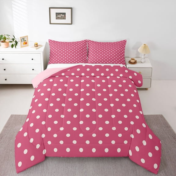 Manfei Polka Dots Bedding Comforter Set 2pcs for Female Men,Minimalist Mid Century Twin Comforter Sets Microfiber,Cartoon Geometric Circle Breathable Bedding Set,Lightweight Room Decor,Reversible