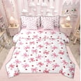 thumbnail image 1 of Manfei Polka Dots Bow Knot Bedding Comforter Set 7pcs, Red Love Heart Print Queen Bedding Sets, White Pink Girl Queen Sheet Sets, Lightweight Bedroom Decor, 1 of 8