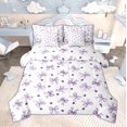 thumbnail image 1 of Manfei Polka Dots Bowknot Bedding Comforter Set 7pcs for Girls, Cute Hearts Queen Bedding Sets, Dreamy Princess Style Queen Sheet Sets, Purple White Room Decor, 1 of 8
