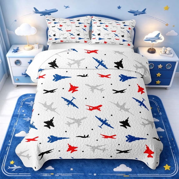 Manfei Pretty Airplane Bed Spread Queen,Stars Pattern Queen Coverlet ...