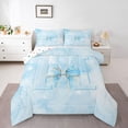 thumbnail image 1 of Manfei Pretty Bownot Full Size Comforter Sets,Cute Initial M Bedding Comforter Set,Blue,Polkadot Reversible,3 Pieces,1 Comforter and 2 Pillowcases, 1 of 7