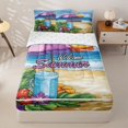 thumbnail image 1 of Manfei Pretty Flowers Zipper Twin Comforter Sets with Fitted Sheet and 2 Pillowcases,Sun Golden Sand Zipper Bedding Set,Yellow Blue,Reversible,4pcs, 1 of 8
