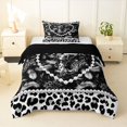 thumbnail image 1 of Manfei Pretty Monogrammed L Twin Comforter Sets,Lovely Pearl Cheetan Print Bedding Set,Black,Black Reversible,2 Pieces,1 Comforter and 1 Pillowcase, 1 of 7