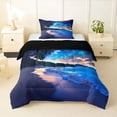 thumbnail image 1 of Manfei Pretty Night Sky Twin Comforter Sets,Calm Sea Waves Bedding Set,Multicolor,Black Reversible,2pcs,1 Comforter and 1 Pillowcase, 1 of 8
