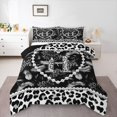 thumbnail image 1 of Manfei Pretty Pearl Print Queen Comforter Set,Classic Leopard Pattern Comforter Sets Queen,Black,Black Reversible,3-Piece,1 Comforter and 2 Pillowcases, 1 of 7