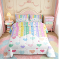thumbnail image 1 of Manfei Pretty Rainbow Queen Comforter Set For Kids Girls, Colorful Love Heart Bedding Comforter Set 3 Pieces, 1 of 9