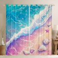 thumbnail image 1 of Manfei Pretty Seashell Kitchen Curtains，Ocean Waves Black Out Curtains Pack of 2 (42x63 Each)，Purple, 1 of 7