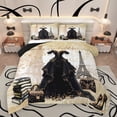 thumbnail image 1 of Homewish Princess Black Dress Queen Comforter Set for Female, Fashion High Heel Bag Bedding Sets, Gold Sequin Print Reversible Bedding Comforter Set, Microfiber Bedroom Decor, 3-Piece, 1 of 8